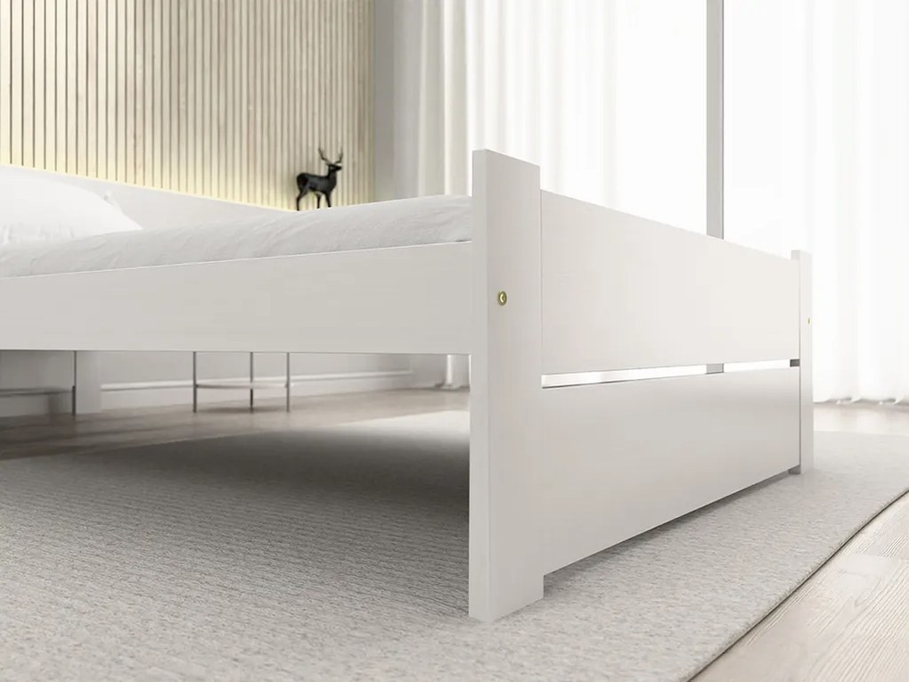 Łóżko IKAROS DOUBLE 90 x 200 cm, białe Stelaż: Ze stelażem listwowym rolowanym, Materac: Bez materaca