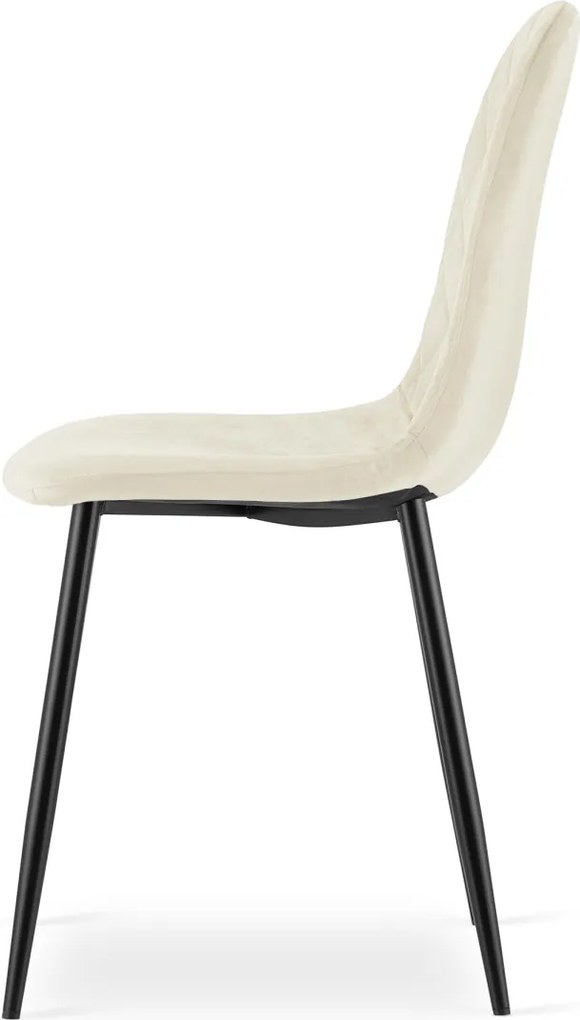 Beżowe welurowe krzesło ASTI z czarnymi nogami