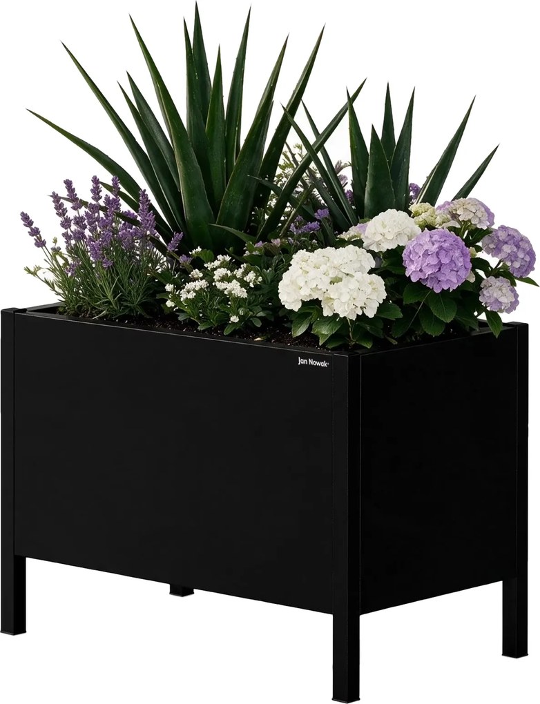 Metalowa donica na kwiaty - osłona Daisy duża, 50 × 30 × 40 cm, czarna