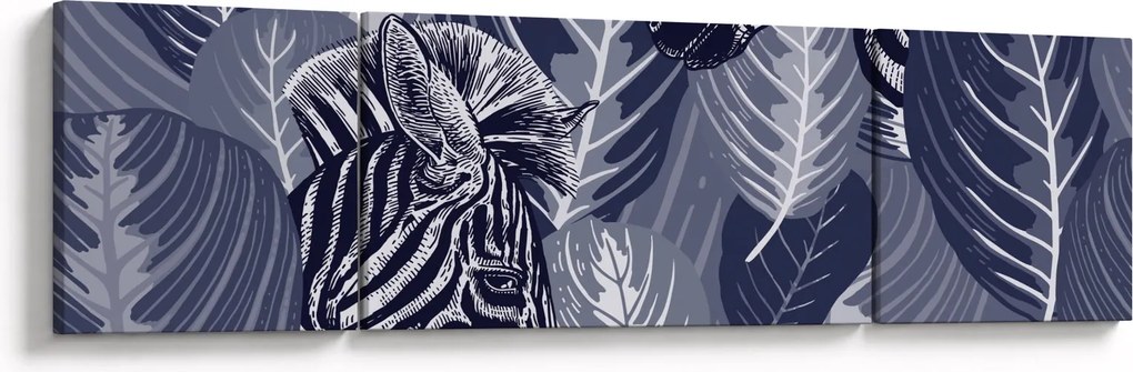 Obraz - Niebieskie zebry (170x50 cm)