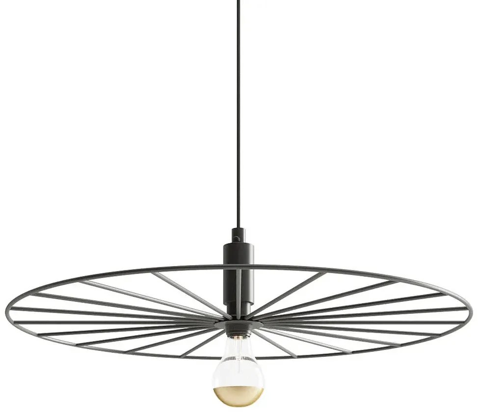 Czarna duża lampa wisząca z drucianym kloszem 60 cm - 3X A194 C5-T30