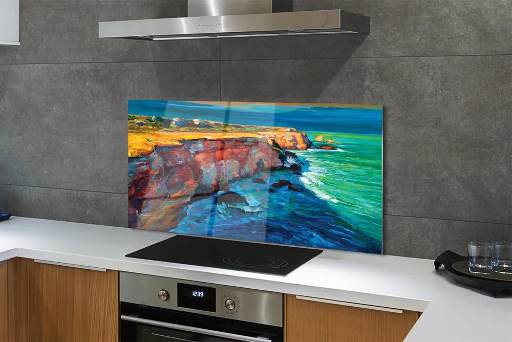 Szklany Panel Skały nad Brzegiem Morza