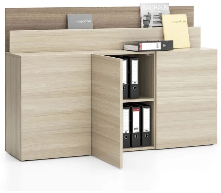 Dodatkowa szafka do biurka LAYERS, długa, dąb naturalny / dąb bejcowany