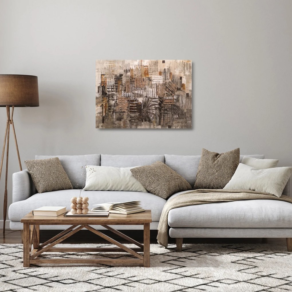 Obraz na szkle - Abstrakcja w odcieniach brązu (70x50 cm)