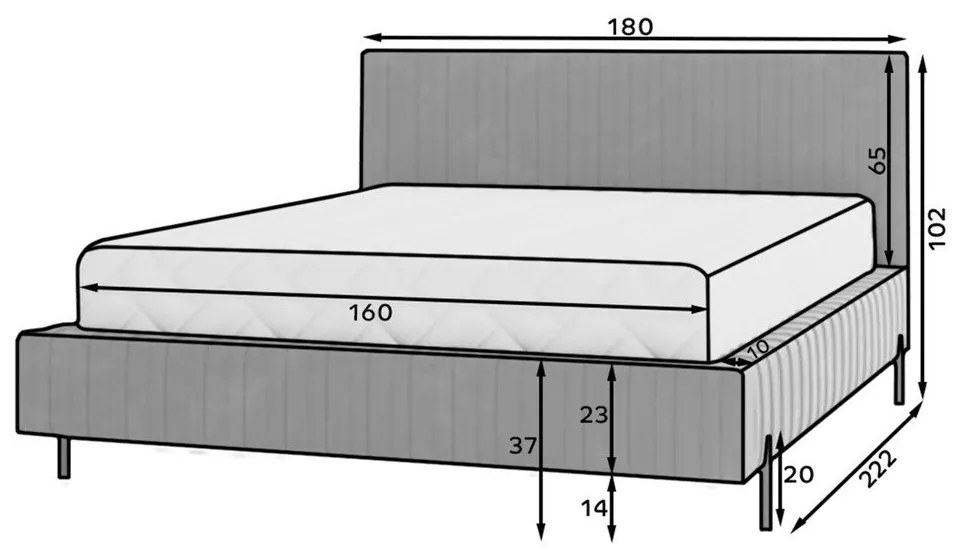Ciemnoniebieskie tapicerowane łóżko dwuosobowe ze schowkiem ze stelażem 160x200 cm Plissa – ELTAP