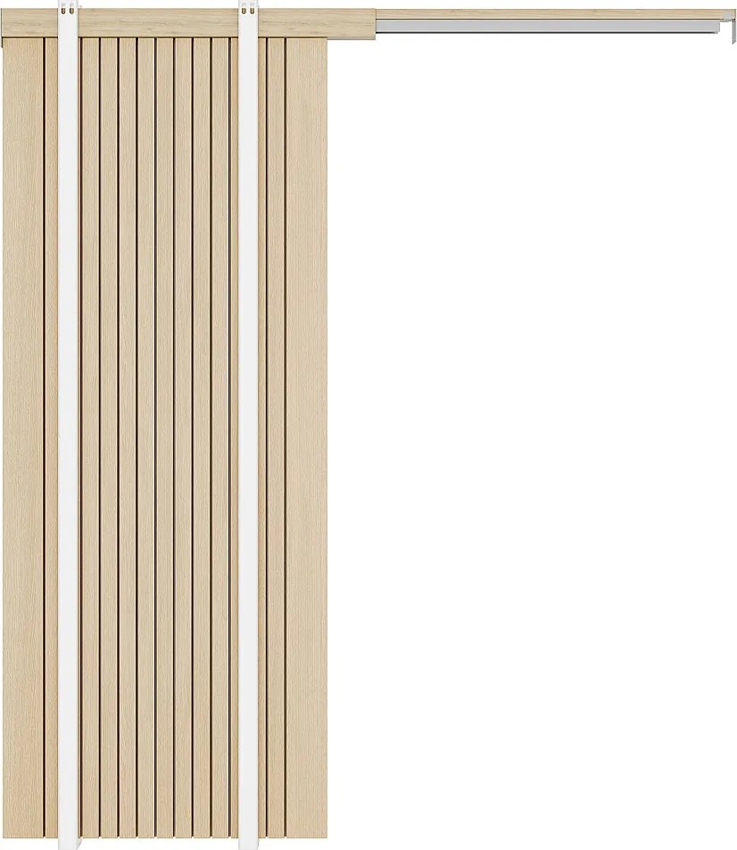 Drzwi przesuwne z systemem chowanym w ścianie z drewna i MDF z prążkami - W205 x S93 cm - AREZO