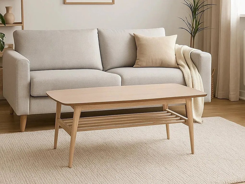 Ława Arco wood 120 cm z półką, kolor dębowy bielony olejowany