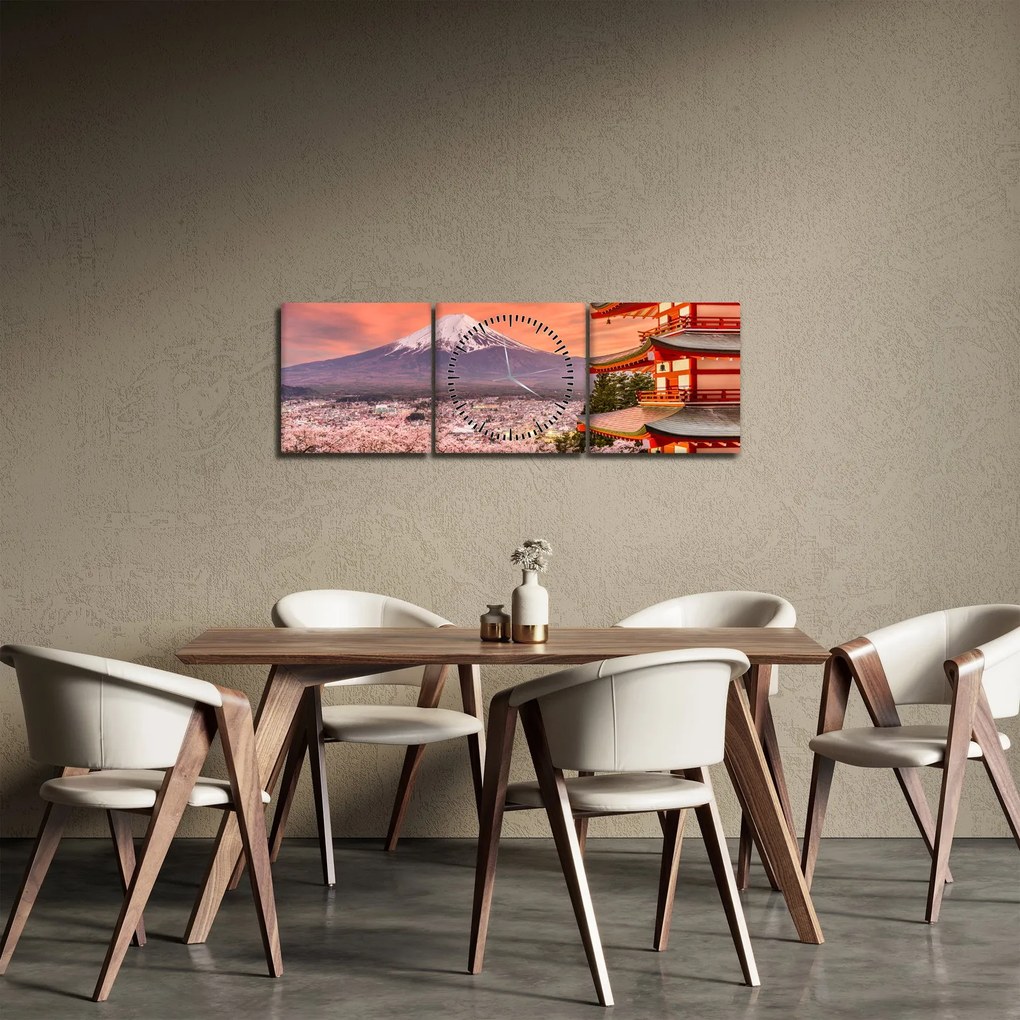 Obraz - Fujiyoshida, Japonia (z zegarem) (90x30 cm)