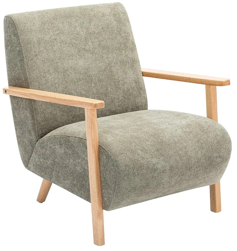 Fotel drewniany z zieloną tapicerką - JULOMO