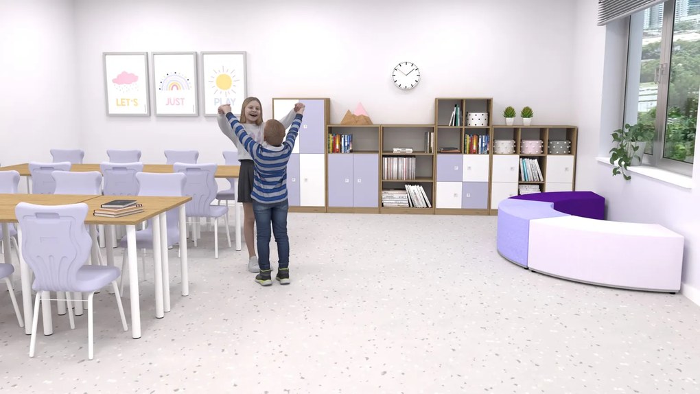 Zestaw mebli do szkoły podstawowej Blox Colours 17, fronty pastelowe fioletowe