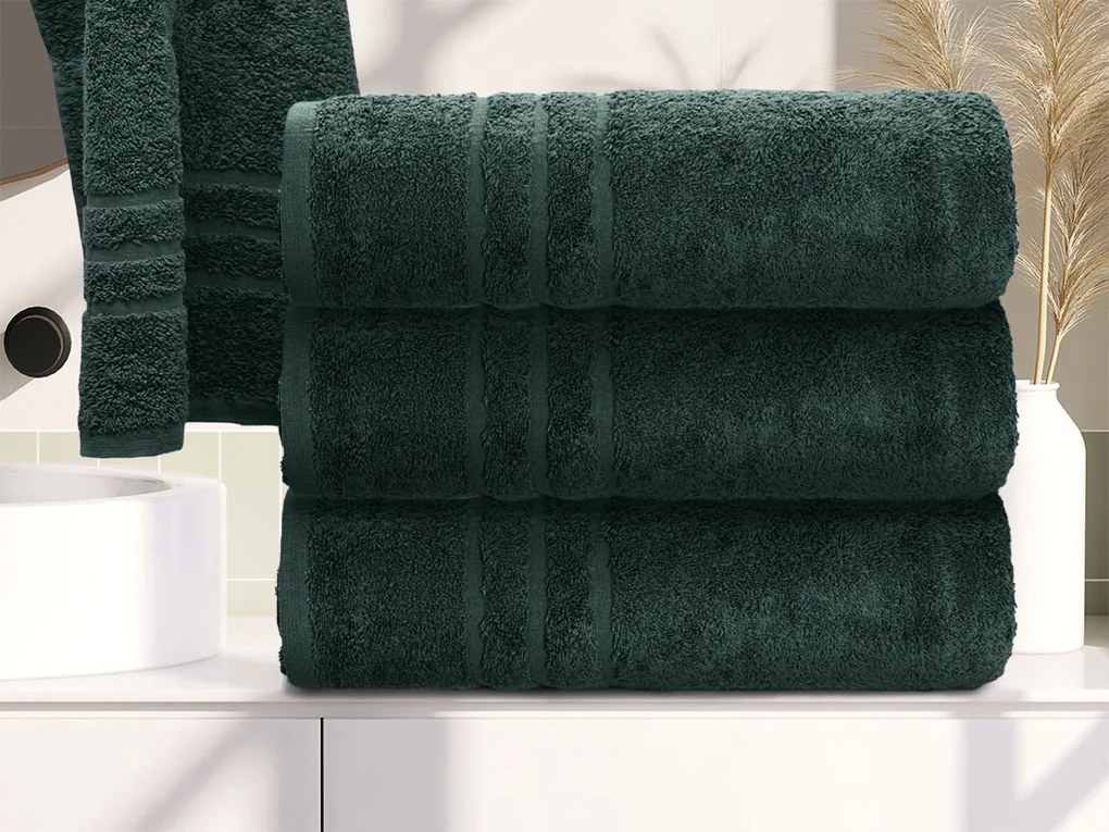 Ręcznik kąpielowy Classic 70 x 140 cm ciemnozielony, 100% bawełna