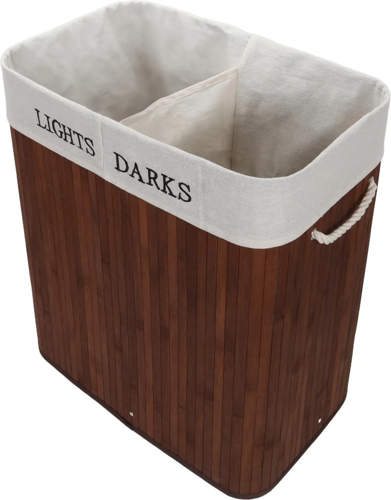Bambusowy kosz na pranie, dwie komory SVANA, 100 l