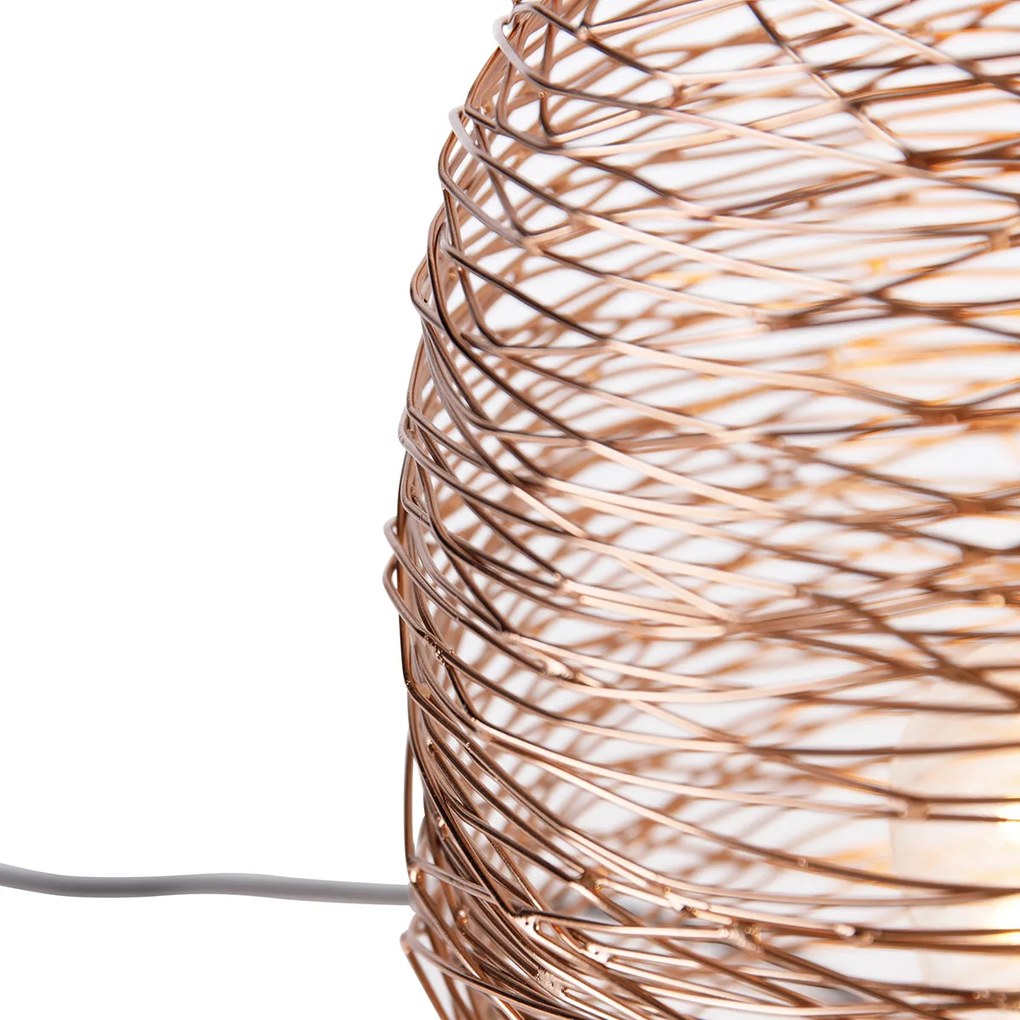 Designerska lampa stołowa miedziana z czarnym 30 cm - SarellaDesignerski Oswietlenie wewnetrzne