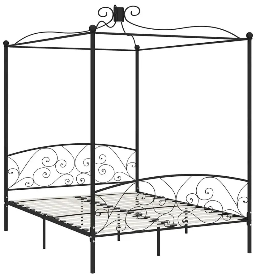 Czarne metalowe łóżko z baldachimem 120x200 cm B0-B23