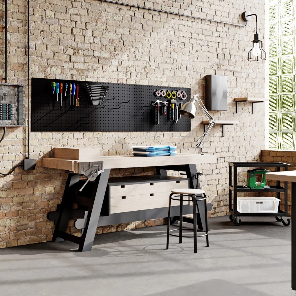 Tablica narzędziowa PAULA, 1200 x 600 x 10 mm, All Black: czarna