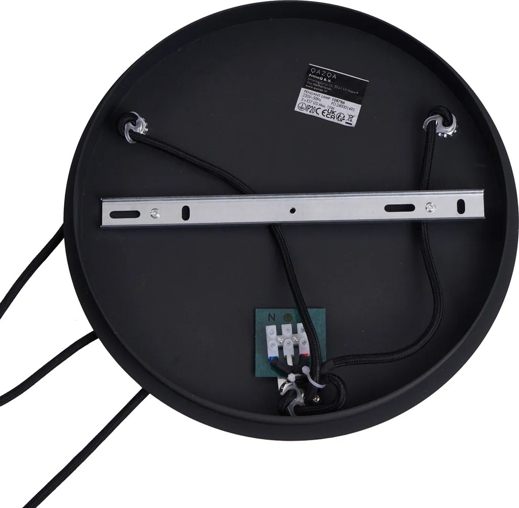 Lampa wisząca w stylu Art Deco czarna z niebieskim i zielonym szkłem 3-źródła światła - Douglass