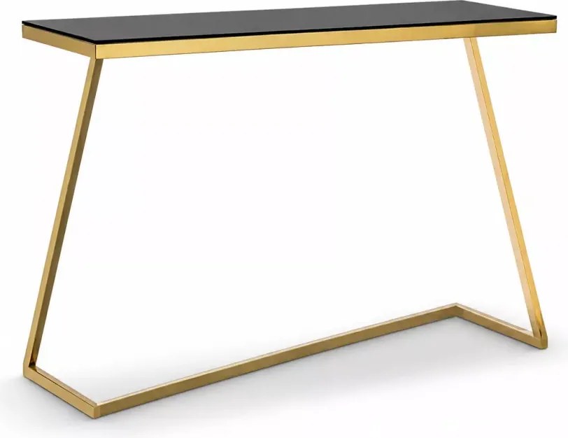 Designerska metalowa konsola ze szklanym blatem