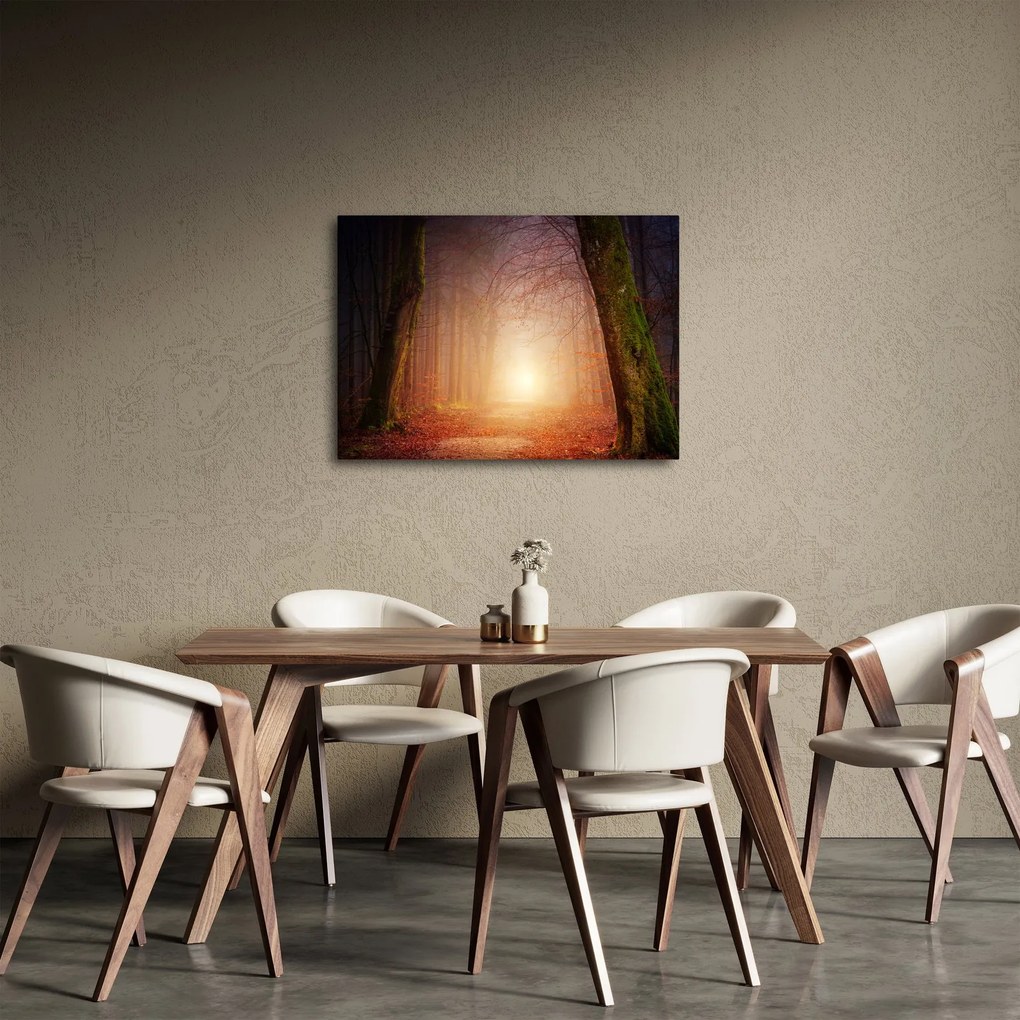 Obraz jesiennego lasu we mgle (70x50 cm)
