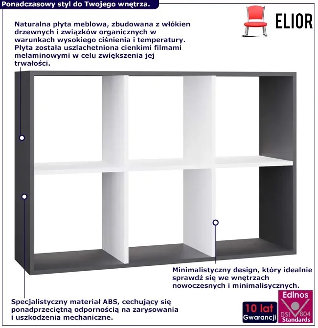 Niski regał na książki antracyt + biały E6-B81