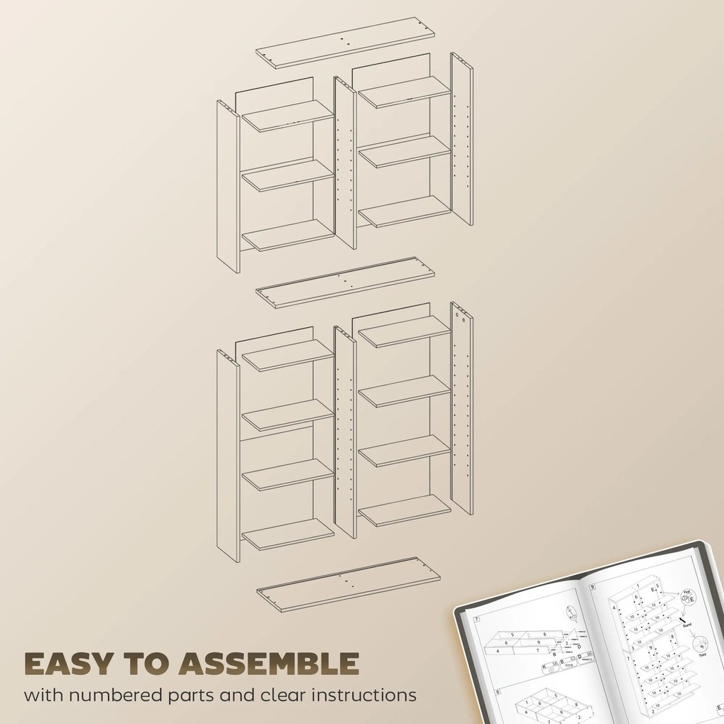 HOMCOM Regał na DVD, Stojak na CD z 14 regulowanymi półkami, 18 przegródkami, 175 cm, Regał na Blu-ray, Płyta wiórowa, Biały