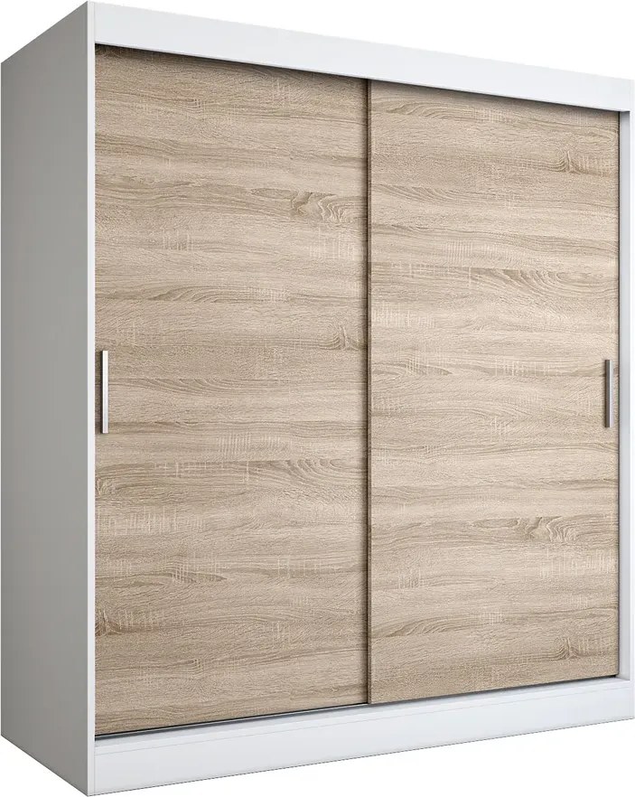 Szafa przesuwna 180 cm biel + dąb sonoma E7-P43