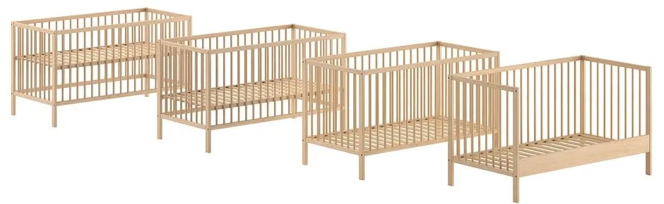 Łóżeczko z litego drewna sosnowego 70x140 cm w naturalnym kolorze DINO – Vipack