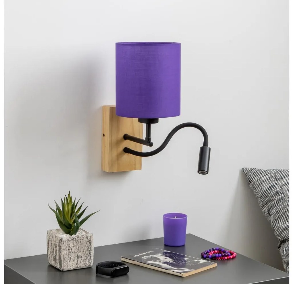 Brilagi - LED Kinkiet NUBILA WOOD 1xE27/25W/230V + LED/3W dąb/fioletowy