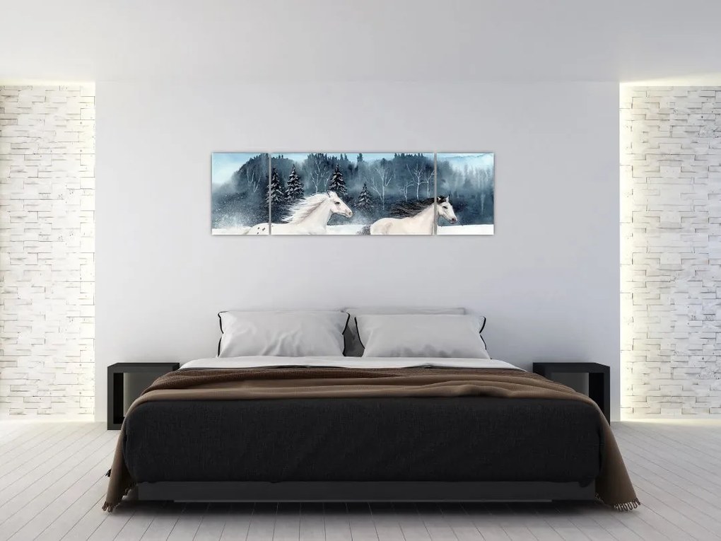 Obraz malowanych koni (170x50 cm)