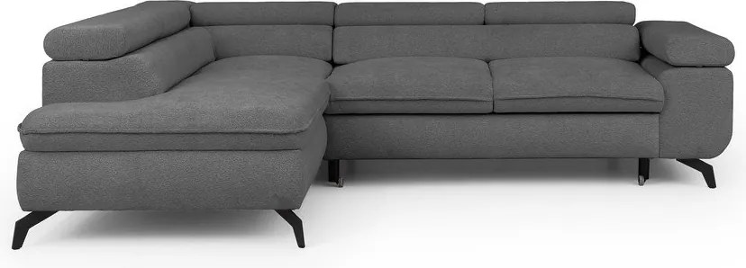 Szary narożnik z tkaniny szenilowej (lewostronny/w kształcie litery L) Marbeya – Ropez