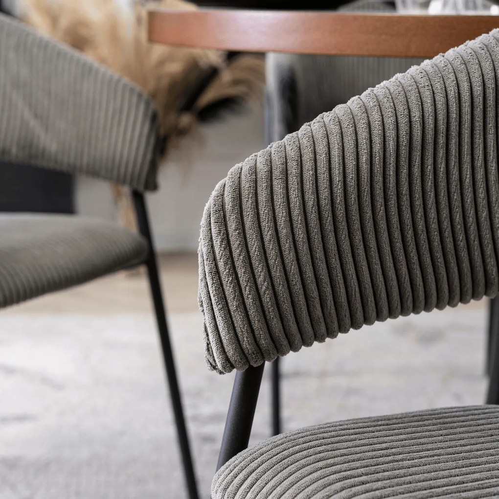 Krzesło Tapicerowane TINKA Szare Sztruksowe Nowoczesne Loft