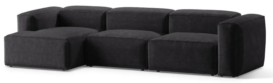 Ciemnoszary sztruksowy narożnik (lewostronny/z szezlongiem) Bergamo – Cosmopolitan Design