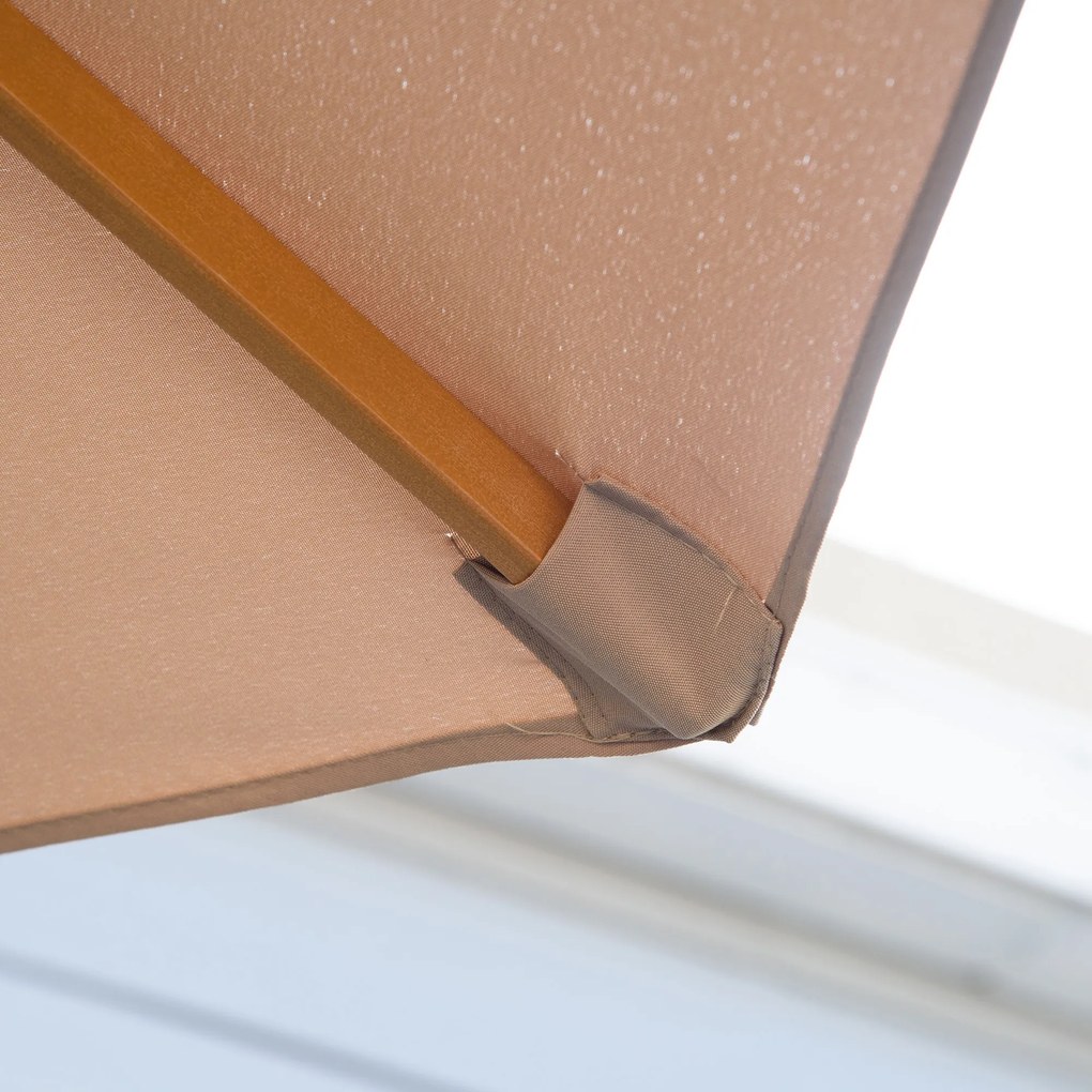 Outsunny Parasol ogrodowy z drewna 300 cm, Parasol na balkon z bambusa, Khaki
