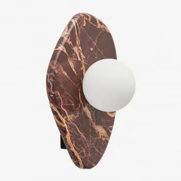 Kinkiet Ścienny Z Marmuru Z Kryształową Kulą Conklin Czerwony Marmur Cherry Gold - Sklum