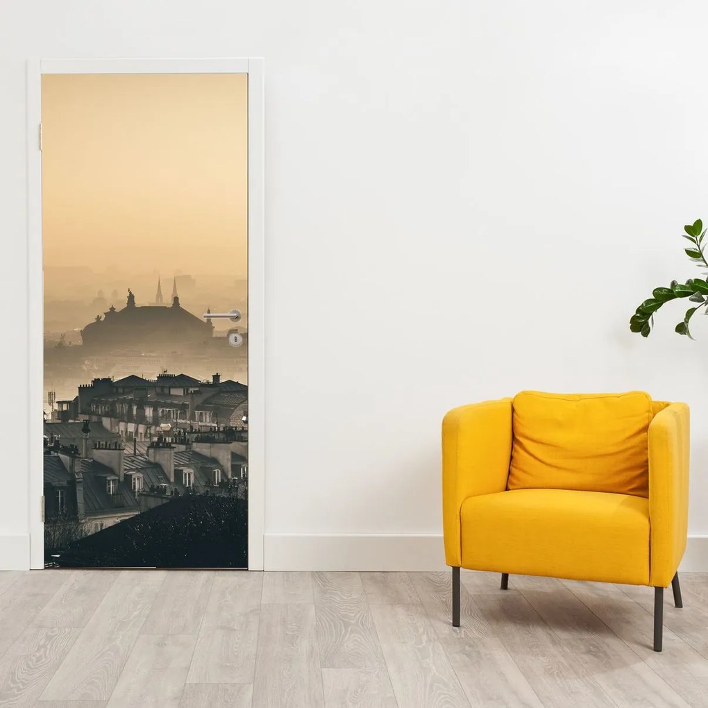 Fototapeta na drzwi - Miasto pod mgłą (95x205cm)