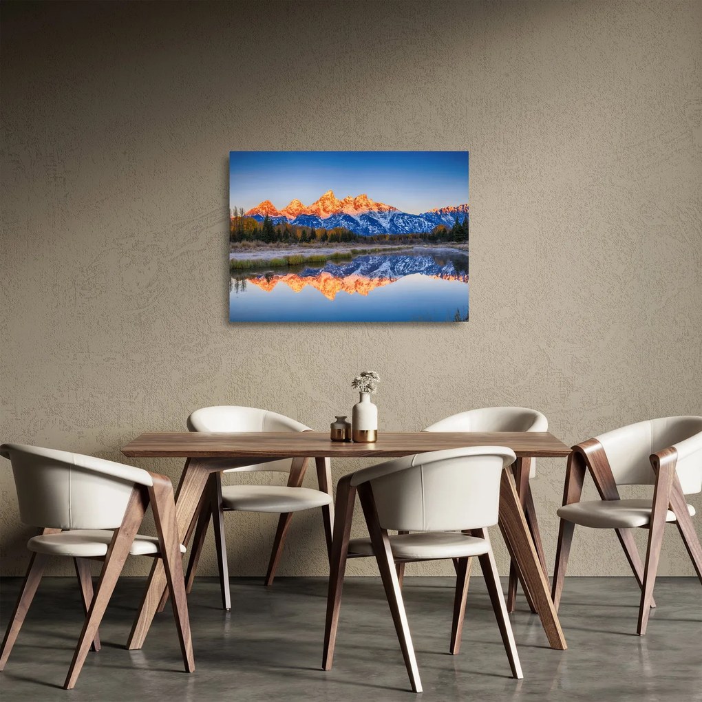 Obraz na szkle ośnieżonych szczytów górskich (70x50 cm)