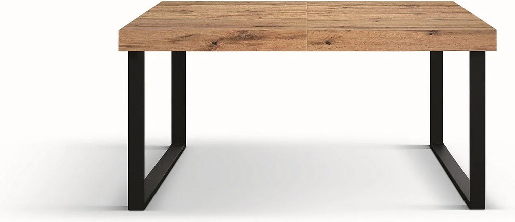 Stół drewniany z efektem dębu, podstawa antracytowa, wym.160×90-240×90cm - CINQUALE