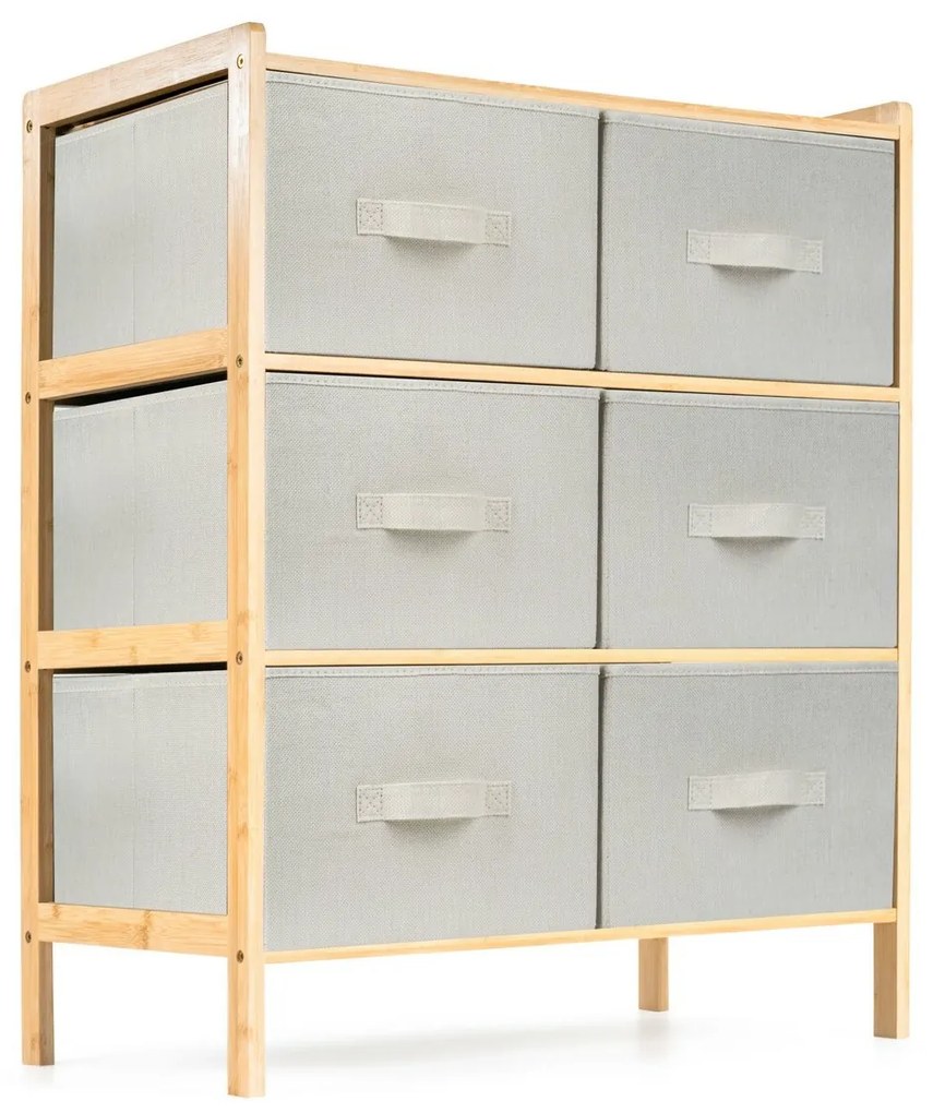 G21 Bambusowy regał z koszykami, 3 półki, beżowy, 3 piętra