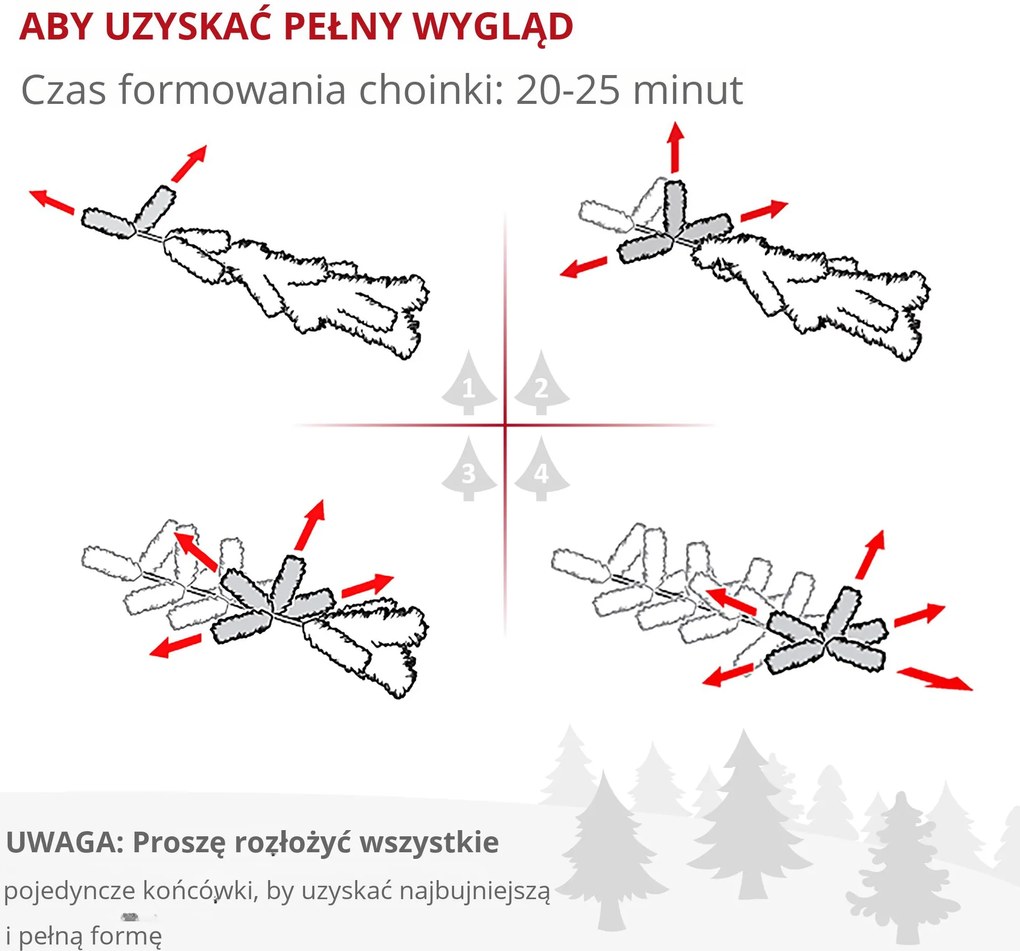 HOMCOM Choinka Ø90 x 180 cm, sztuczna jodła, realistyczne igły, Zielony | Aosom PL