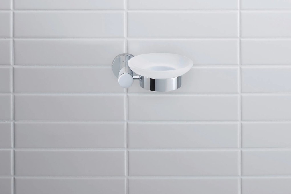 Duravit D-Code mydelniczka Ø10 cm na 1 mydło Chrom - prawostronny