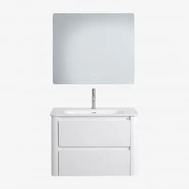 Zestaw Wiszących Mebli Łazienkowych Zintegrowany Z Umywalką Egerton Biała & Prostokątny - Sklum