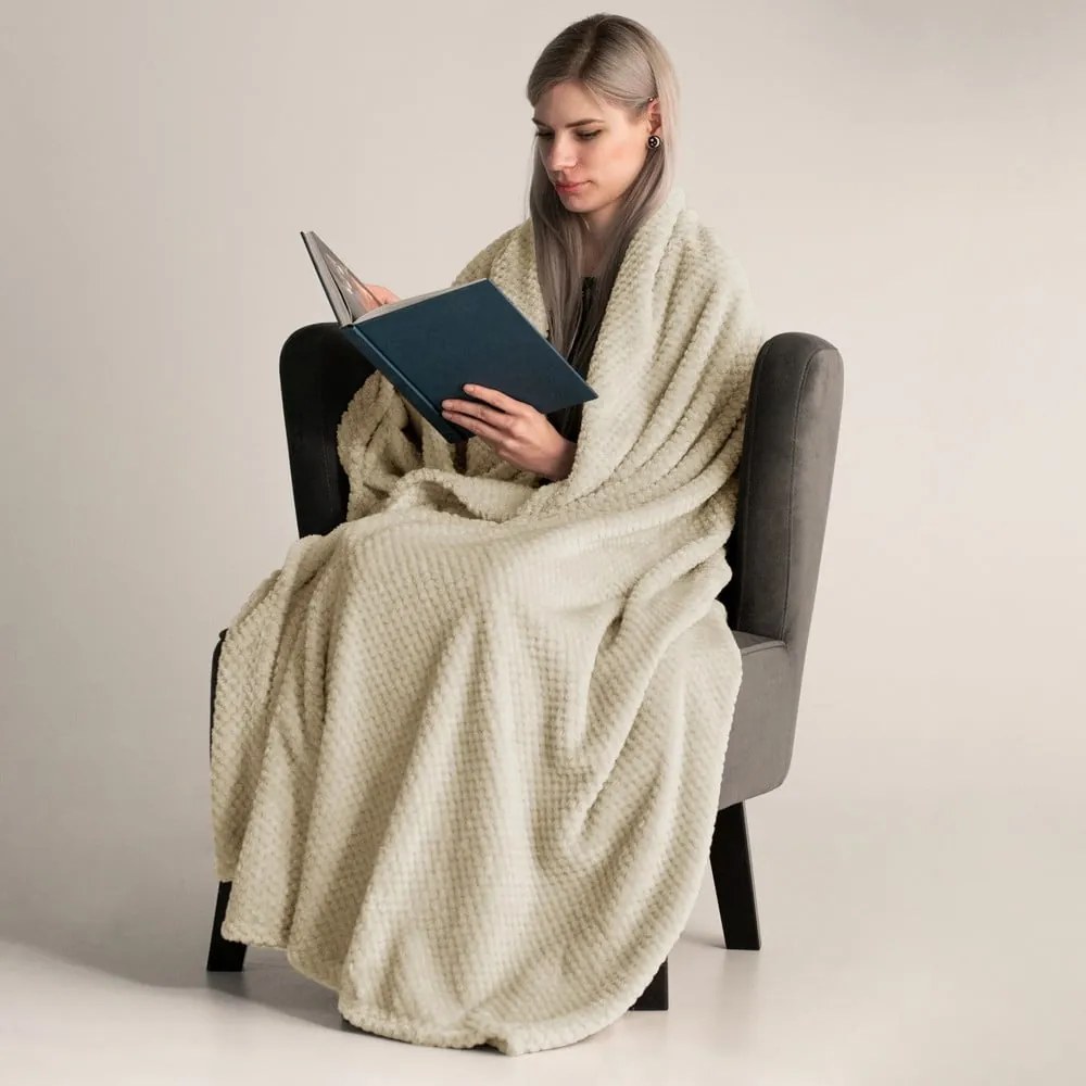 Beżowy koc z mikrowłókna DecoKing Henry, 170x210 cm