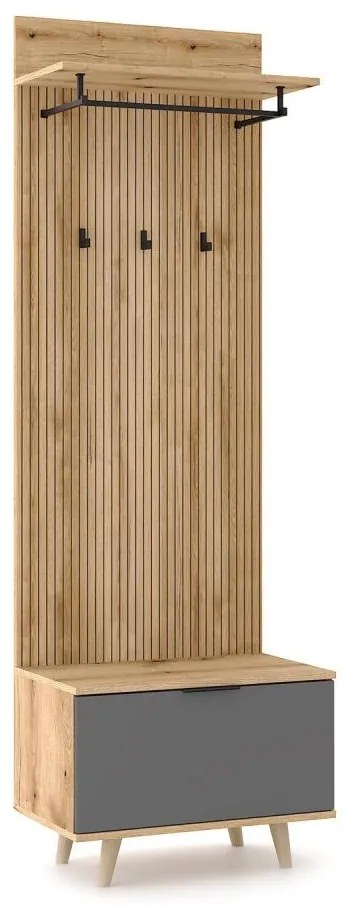 Ścianka do przedpokoju KLEO brąz/grafit