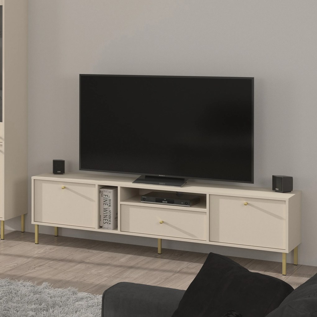 Szafka RTV TORINO - Beżowy / Wysokość 50 cm / 180 cm / 1 szuflada
