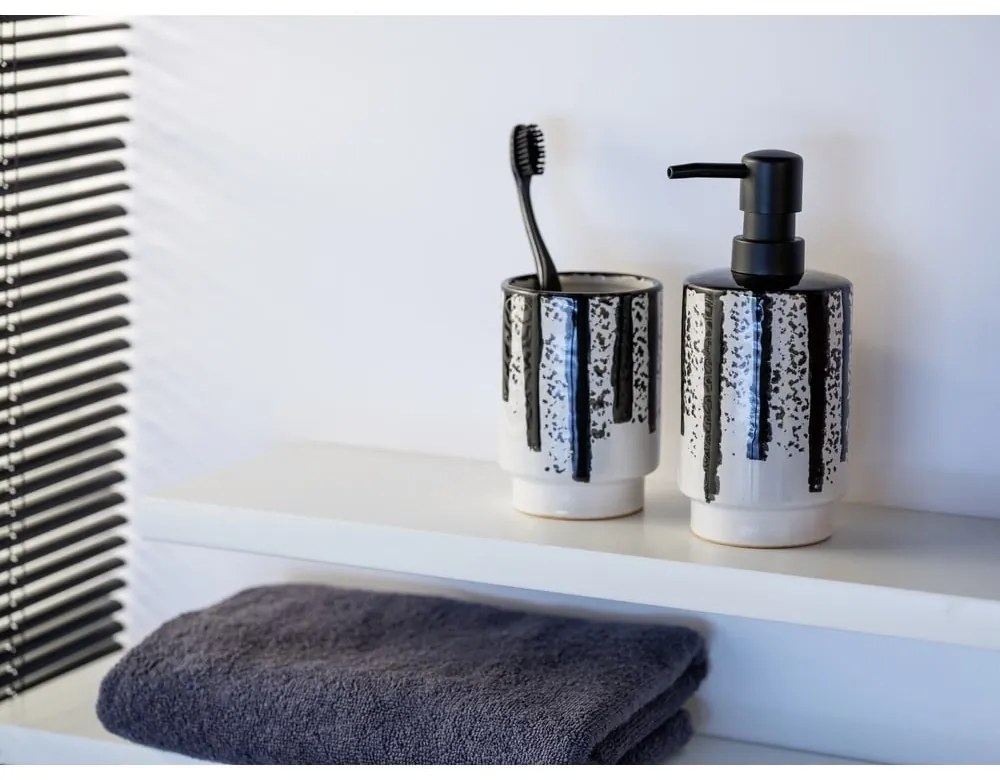 Czarno-biały dozownik do mydła ceramiczny 340 ml Subiza – Wenko