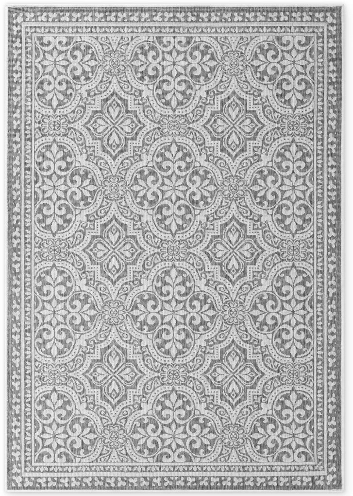 Dywan zewnętrzny dwustronny Duet Ornament szaro-kremowy 160 cm x 230 cm