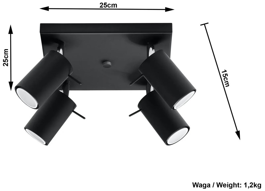 Loftowy halogenowy plafon czarny M3-T61