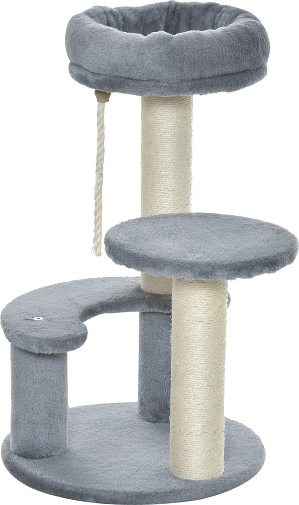 PawHut Drapak dla Kota Drzewko do Wspinaczki Legowisko Ostrzenie Pazurów Szary | Aosom PL