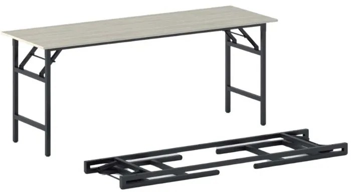 Stół konferencyjny FAST READY, 170x50 cm, czarna podstawa, dąb naturalny