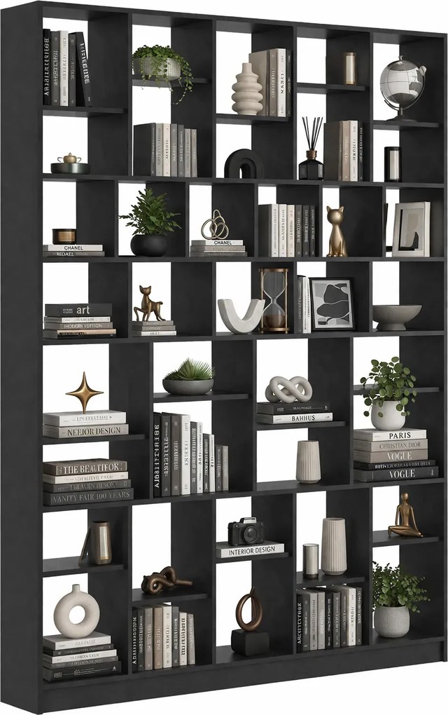 Czarny duży regał na książki biblioteczka M2-F17