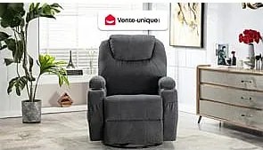 Fotel do masażu SILVANO z tkaniny – kolor szary